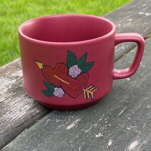 Starbucks VALENTINE Ceramic Coffee Mug 2 Hearts w/Arrow Love NEW 12 oz 2018 Red